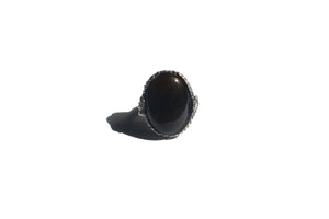 Anillo Uroboros Obsidiana